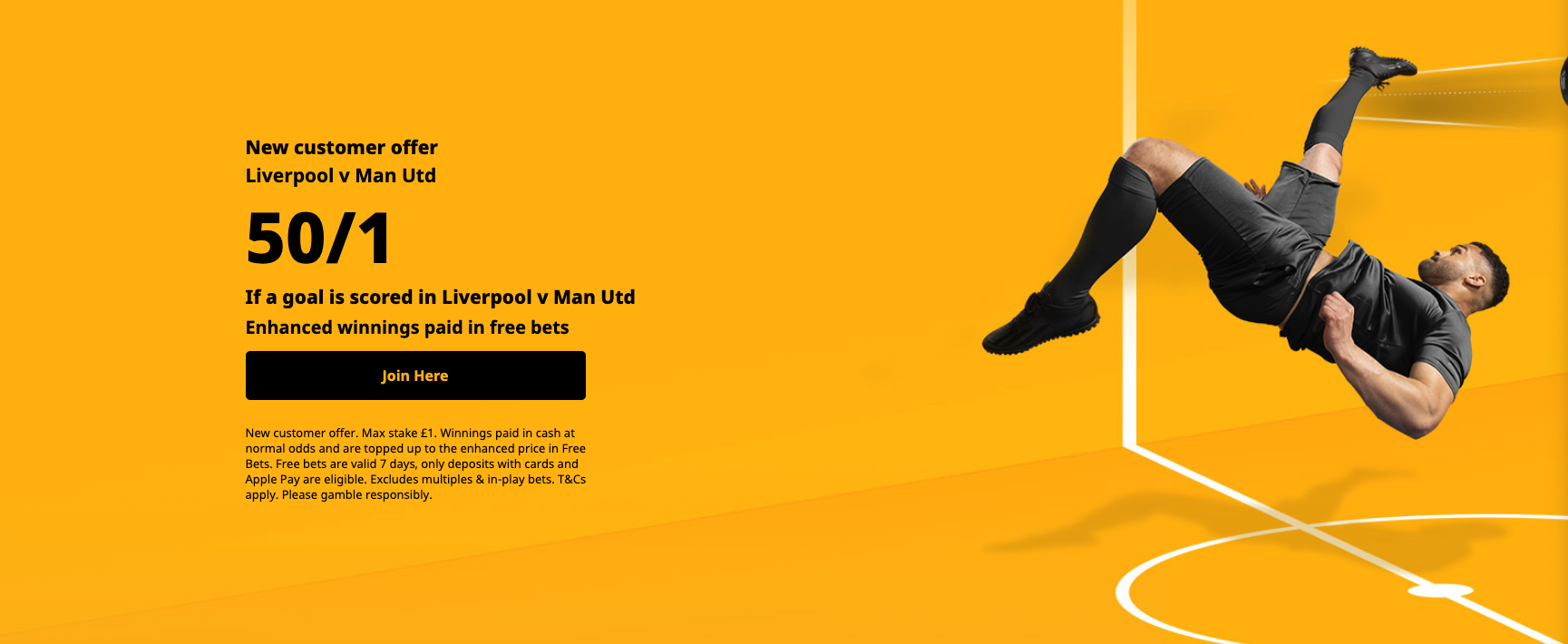 Betfair New Customer Offer - Get 50/1 On A Goal To Be Scored In Liverpool vs Man Utd